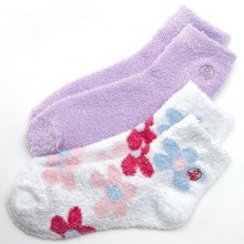 Aloe Therasoft Moisturizing Socks: 2 Pack Lavender & Flowers