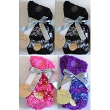 Calcetines acogedoras para las mujeres - súper blando Fuzzy Calcetines Crew calientes (4 Pack), rosado, púrpura, y negro