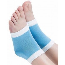 Cracked Heel Repair Sleeve with Essential Oil Infused Gel Cup by New England Natural Beauty Blue Toeless Sock Design Fits