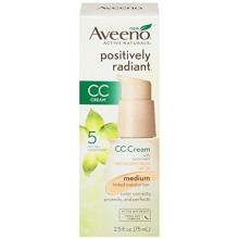 Aveeno Positively Radiant CC Cream SPF 30, Medium, 2.5 Ounce Tube