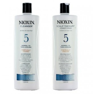 Nioxin System 5 Cuidado y Terapia cuero cabelludo Cabello fino y normal Duo Set (33.8 oz cada uno)
