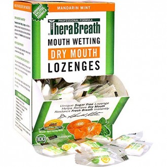 Dentista TheraBreath Recomendado Sequedad de boca pastillas, sin azúcar, Mandarin Mint Flavor, 100 Count