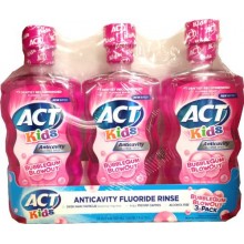ACT niños anticaries fluoruro de enjuague, BubbleGum Blowout, 16,9 Botella (3-Pack)