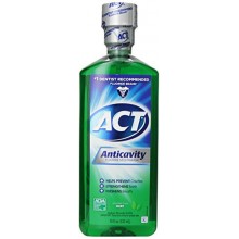 ACT anticaries fluoruro enjuague bucal, menta, Libre de Alcohol, botella de 18 onzas (paquete de 6)