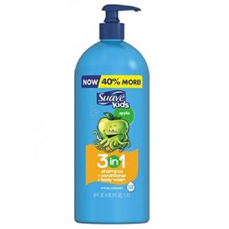 Suave Kids 3 in 1 Shampoo Conditioner Body Wash, Pump, Apple (40 Oz)