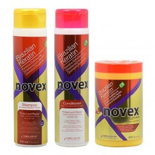 Embelleze Novex queratina brasileña champú y acondicionador 10,14 oz y profunda del cabello tratamiento Crema 14,1 oz "Set"