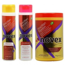Embelleze Novex queratina brasileña champú y acondicionador 10,14 oz y profunda del cabello tratamiento Crema 35,3 oz "Set"