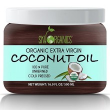 Organic Extra Virgin Coconut Oil by Sky Organics 16.9 oz- USDA Organic Coconut Oil, Cold-Pressed, Kosher, Cruelty-Free,