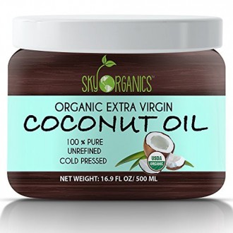 Extra ecológico aceite de coco virgen por Sky Organics 16,9 Oz USDA Organic aceite de coco, prensados ​​en frío, Kosher, Cruelda