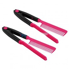 Buy One, Get One FREE! Heaven V-Shaped Styling Comb Detangler Tool Black with Pink - Folds, styles, straightens.