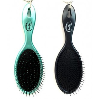 Beauticom (2 Pieces Combo Metallic Teal & Metallic Black) Amazing Detangling Wet & Dry Hair Brush Flexible Bristles No pain